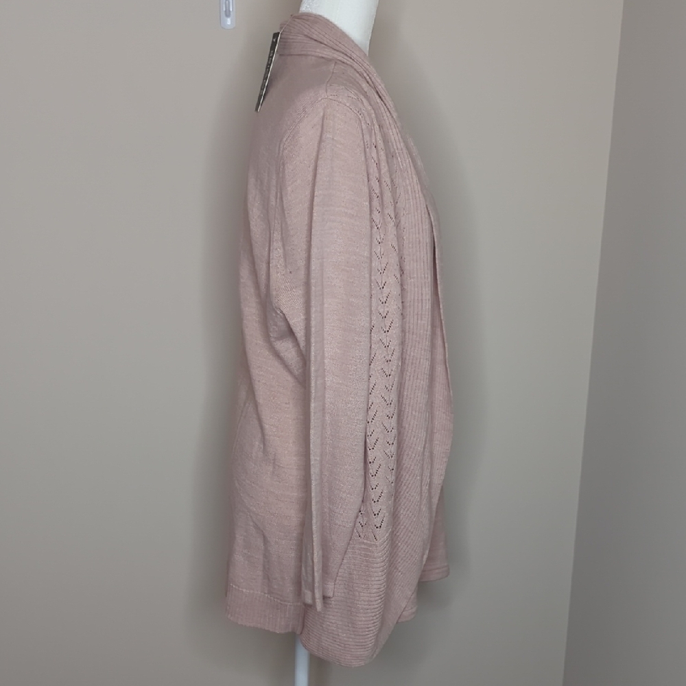 Briggs Dusty Rose Open-Front Knit Cardigan with Tank Size 1X - Picture 6 of 12